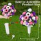 Artificial Cemetery & Memorial Flowers with Vase – UV-Resistant Silk Rose, Fern, Sunflower & Daisy Gravesite Bouquet, Outdoor Memorial Day Grave Decorations (2 Sets)